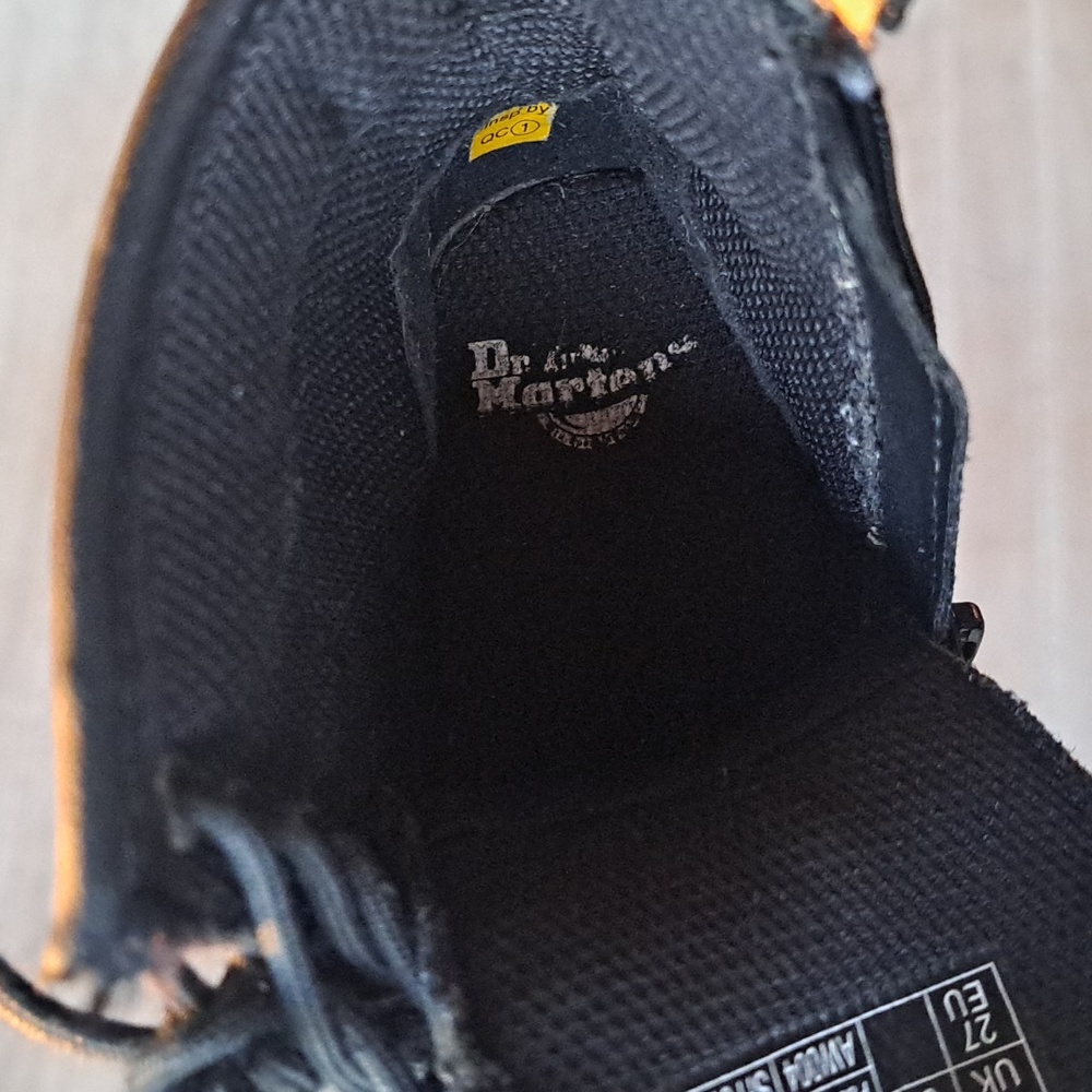 Dr. Martens 1460 T Blk Leather Lace-Up Side Zip Combat Boots Toddler Classic - Picture 9 of 10